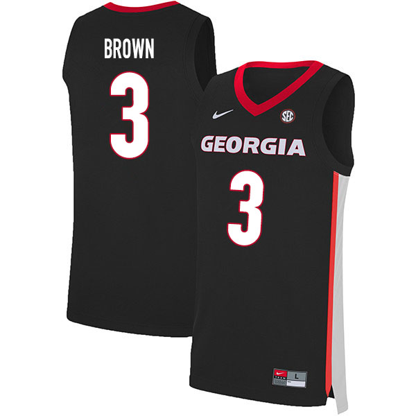 2020 Men #3 Christian Brown Georgia Bulldogs College Basketball Jerseys Sale-Black